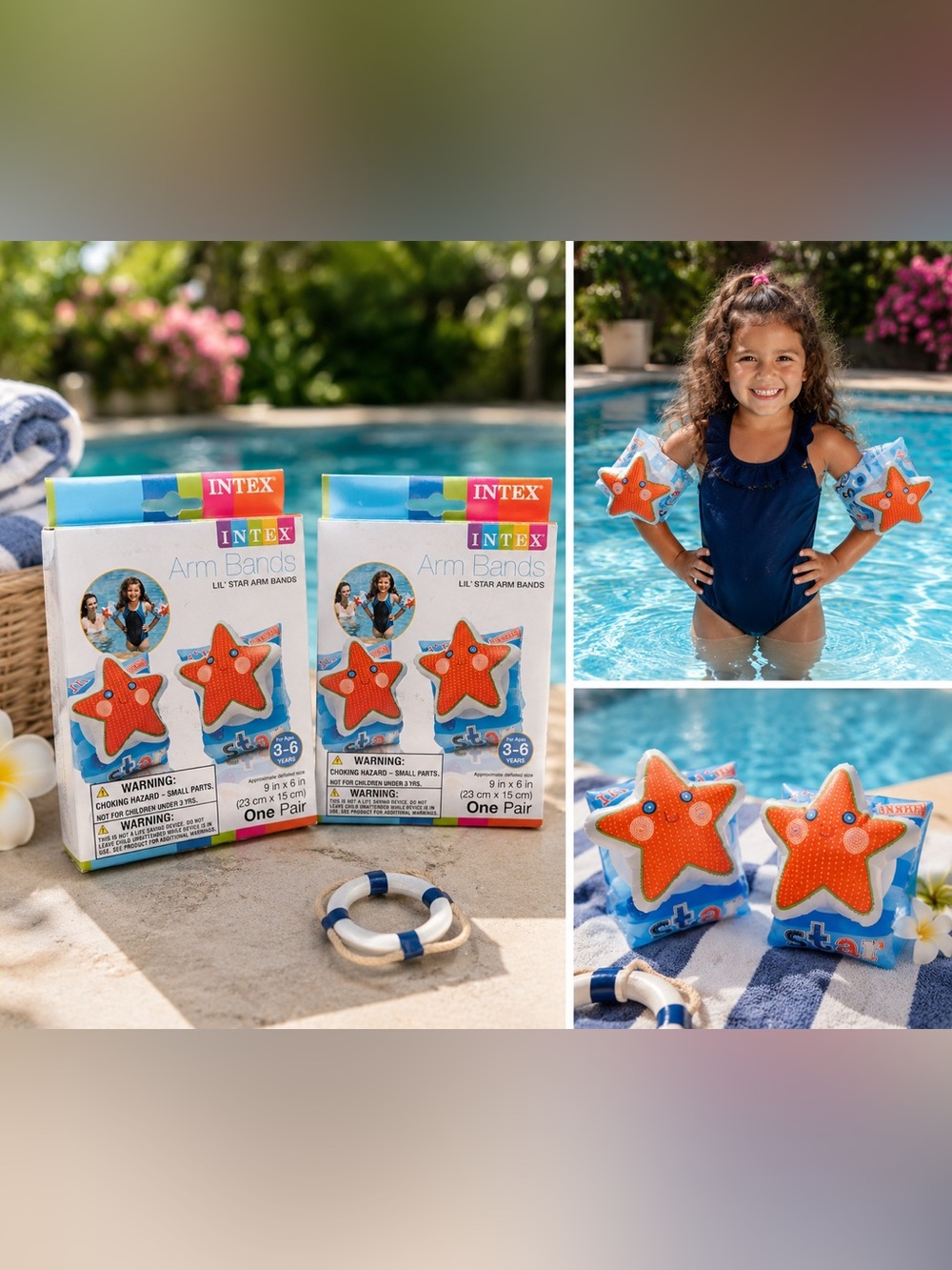 Kids Orange Star Arm Bands - Swim Floaties 2 pack